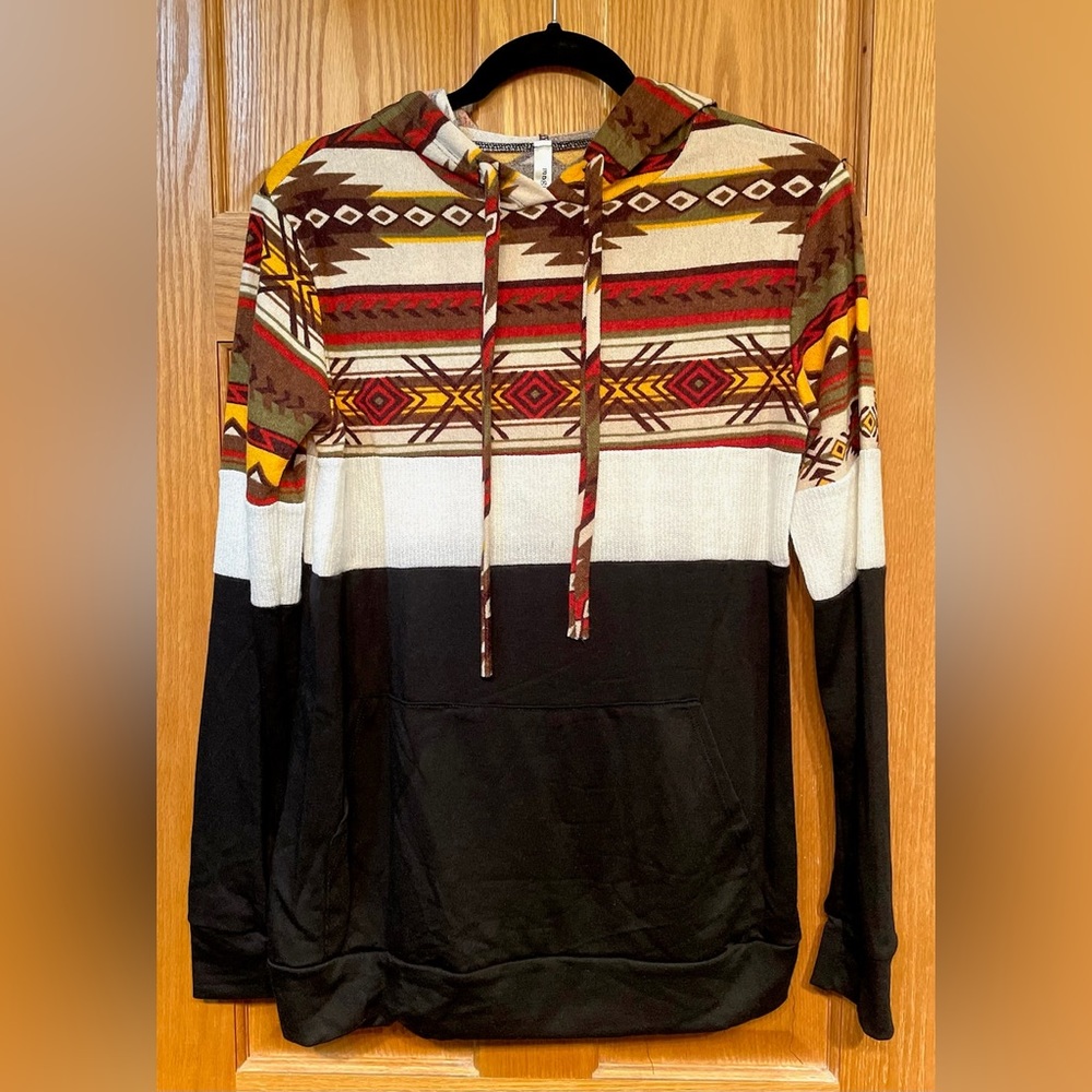 Aztec Color Block Hoodie